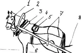 Рис13 Дуговая русская запряжка 1 уздечка 2 дуга 3 хомут 4 седелка - фото 14