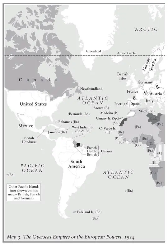 Map 3 The Overseas Empires of the European Powers 1914 Not only did Europe - фото 11