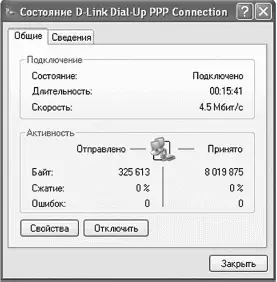 Окно состояния подключения Да и уходя из Интернета не забудьте - фото 227