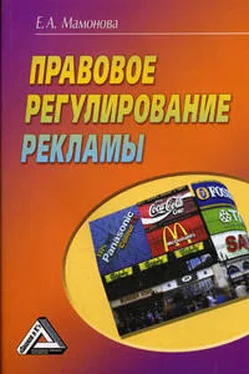 Е.А. Мамонова Правовое регулирование рекламы обложка книги