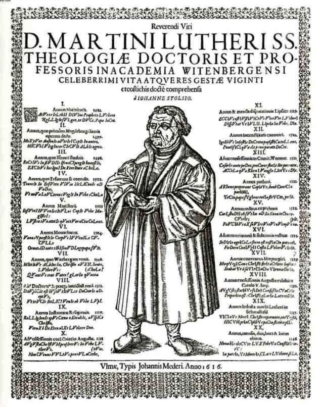 На листовке 1616 года отражены основные этапы жизни Мартина Лютера Вследствие - фото 1