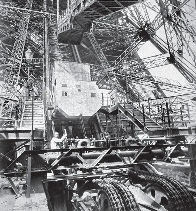 Эйфелева башня механизмы приводящие в движение лифт Фотография 1889 - фото 273