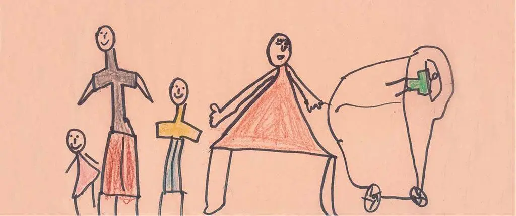 На рисунке семьи у человека в желтой рубашке и младенца в коляске нет рук у - фото 192
