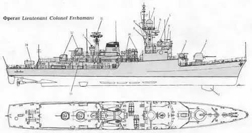 1 Обтекатель антенны ГАС DE I160B 2 76мм АУ 3 РБУ Bofors 4 АП - фото 244