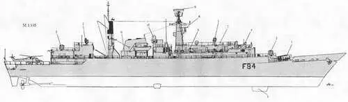 Фрегат Broadsword мод II 1 ТПК ПКРК Exocet 2 ПУ ЗРК Sea Wolf 3 - фото 327