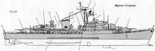 1 100мм АУ 2 Обтекатель антенны ГАС SQS17B 3 305мм РБУ 4 Колонка ОЭСУ - фото 389