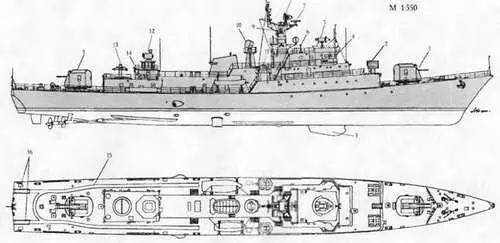 ФРЕГАТ MOURAD RAIS ПР U59T 1 76мм АУ АК726 2 РБУ6000 3 Обтекатель - фото 40
