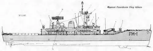 1 Обтекатель антенны ГАС тип 184 Р 2 ПУ ЗРК Sea Cat 3 ТПК ПКРК Exocet 4 - фото 411