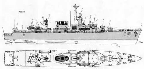 ФРЕГАТ WESTDIEP 1 Обтекатель SQS505A 2 100мм АУ 3 375мм РБУ 4 АП - фото 67