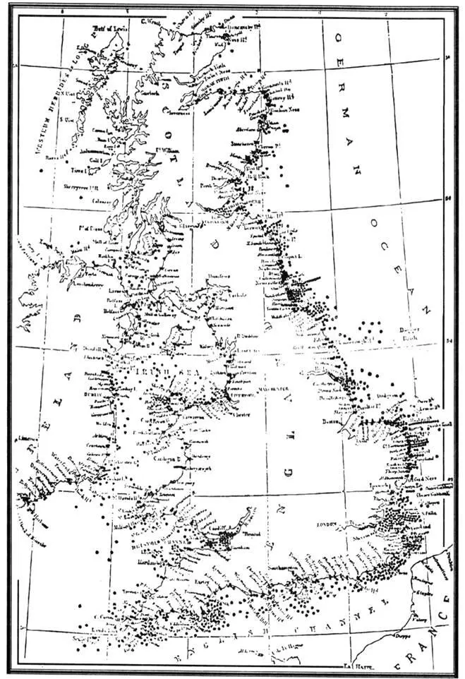 Карта Великобритании 18761877 гг с указанием мест крушений кораблей В ходе - фото 2