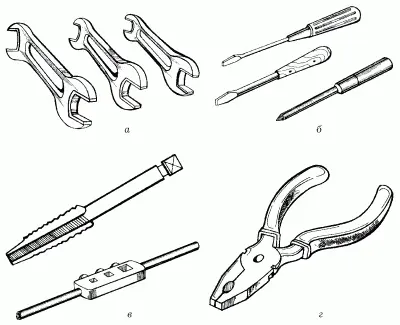 Рис 1 Ручной инструмент а комплект гаечных ключей б комплект отверток - фото 1