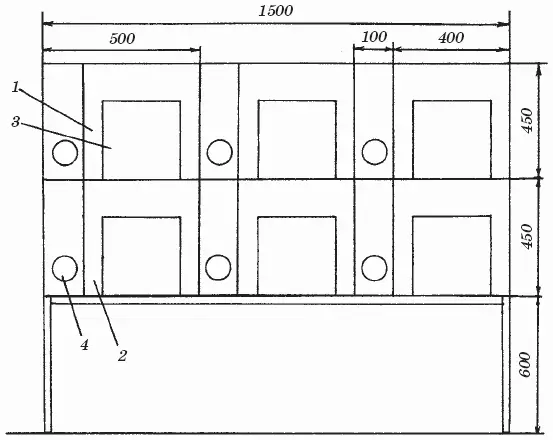 Рис 17 Двухъярусный блок состоящий из 6 выгулов размеры даны в мм 1 - фото 18