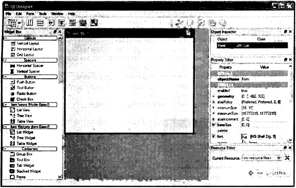 Рис 25 Qt Designer в режиме пристыкованного окна в системе Windows Затем - фото 17