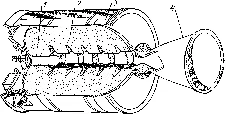 Рис 1 РДТТ в разрезе 1 воспламенитель 2 топливный заряд 3 корпус - фото 1