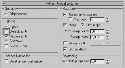 Рис 823Свиток VRay Global switches VRay общие настройки В этом же - фото 321
