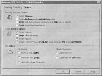 РИС 330 Вкладка Options диалогового окна Generate SQL Scripts 9 Щелкните на - фото 51