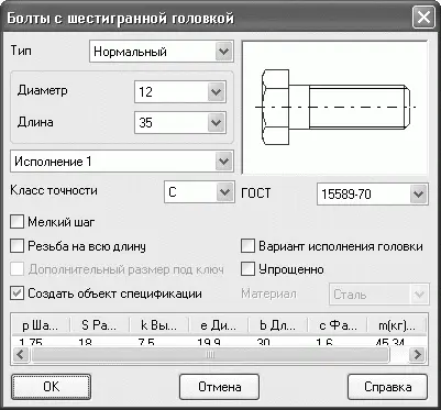 Рис 411Диалог настроек параметров болта с заданным созданием объекта - фото 669