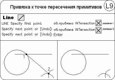 Предполагаемое пересечение Snap to Apparent Intersect привязка к точке - фото 227