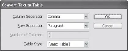 Рис 163 Диалоговое окно Convert Text to Table Превратить текст в таблицу В - фото 324
