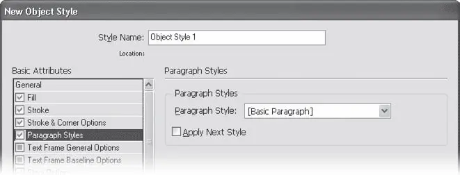 Рис 1729 Диалоговое окно настроек стиля объектов раздел Paragraph Styles - фото 369
