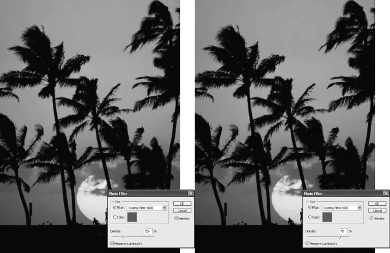 Рис 1414 Применение команды Photo Filter Светофильтр с разными значениями - фото 186