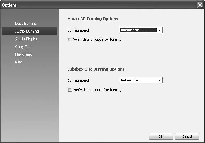 Рис 24Раздел Audio Burning Запись звука окна Options Опции 3 Из - фото 6