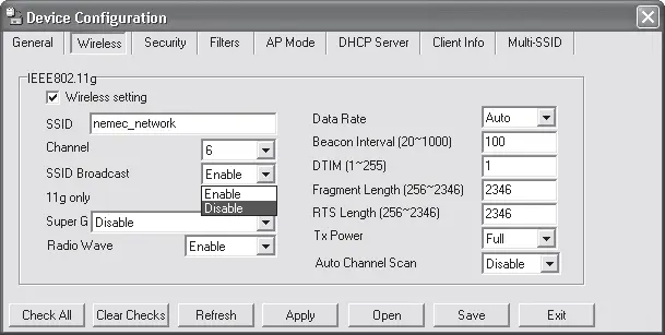 Рис 1530 Настраиваем параметр SSID Broadcast Транслирование SSID Запустив - фото 194