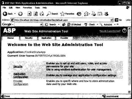 Рис 2411 Утилита администрирования узла ASPNET 20 В большинстве своем - фото 382