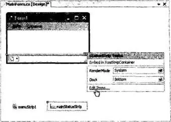 Рис 1917 Контекстный редактор StatusStrip Риc 1918 Добавление элементов - фото 234