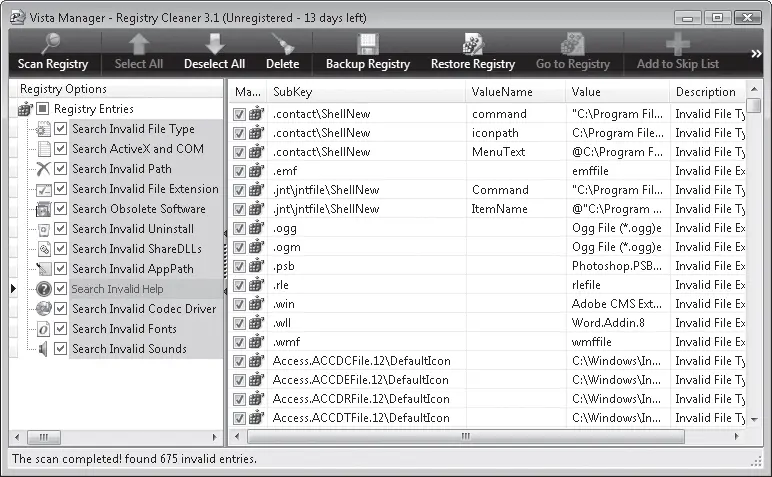 Рис 546 Подраздел Registry Cleaner раздела Cleaner Scan Registry с - фото 118