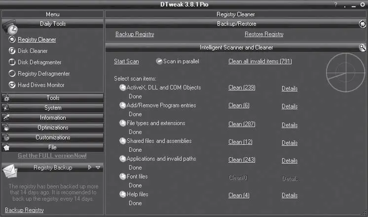 Рис 547 Подраздел Registry Cleaner раздела Daily Tools Чтобы начать - фото 119