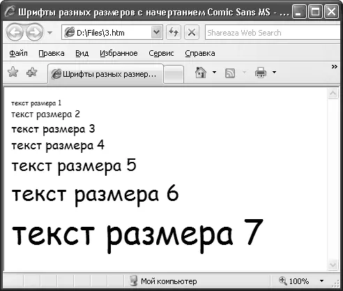 Рис 83Пример одновременного использования двух параметров FACE и SIZE тега - фото 72