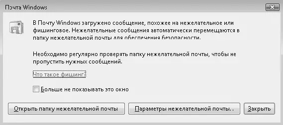 Рис 326Предупреждение при получении нежелательного письма Кроме ложных - фото 164