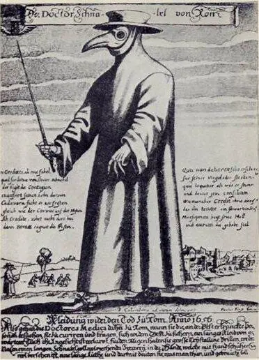 Противочумное одеяние средневекового врача Старинная гравюра Вскрытие - фото 14