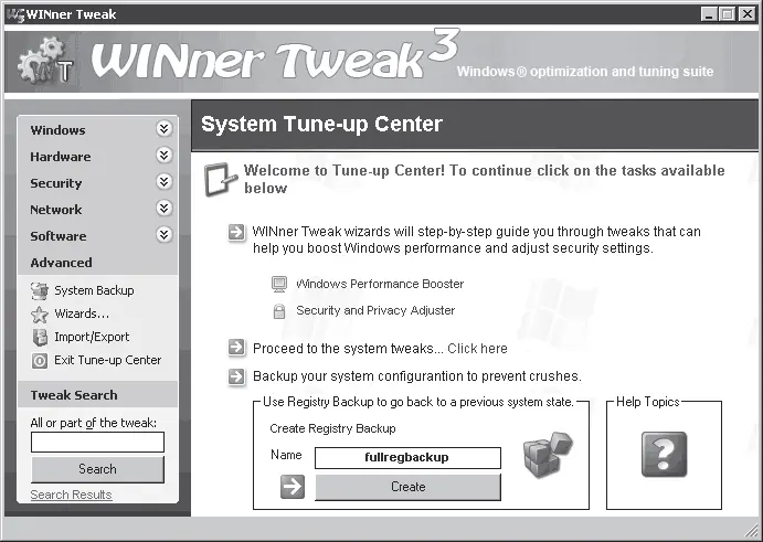 Рис 545 Окно программы WINner Tweak при переходе в категорию System Tuneup - фото 197