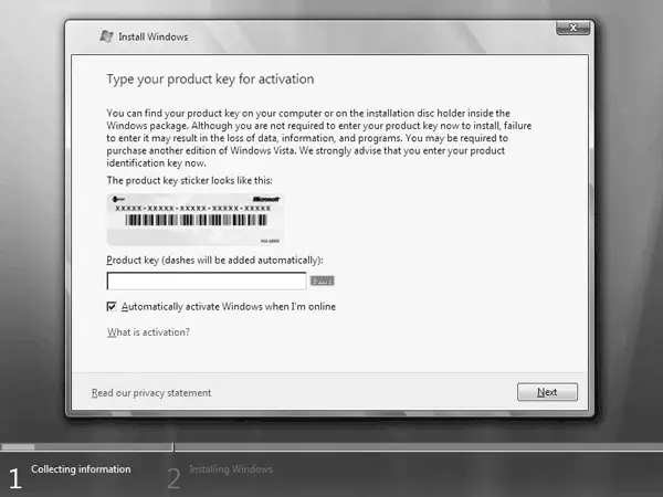 Рис 68Ввод ключа активации Windows Vista В нижней части окна имеется - фото 92