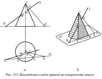 1 плоскость Р определяется точкой S и прямой I тогда найдем ее след Р h При - фото 98