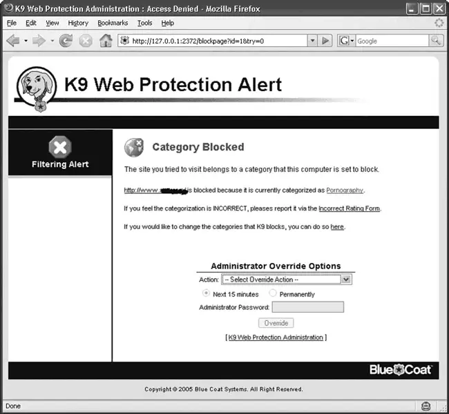 Рис 95Блокировка взрослого вебресурса программой K9 Web Protection - фото 128