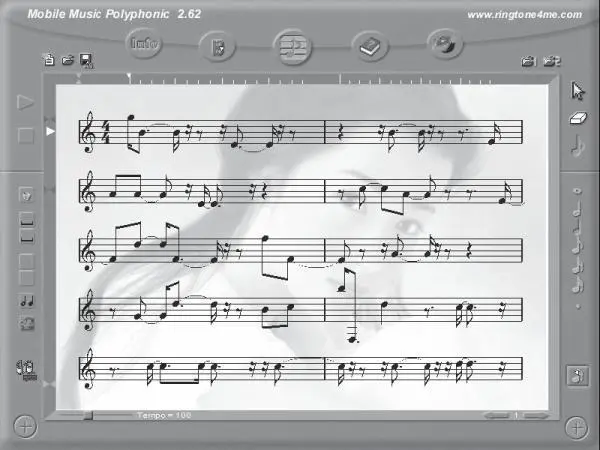Рис 55Окно программы Mobile Music Polyphonic 1 Итак запустите программу и - фото 115