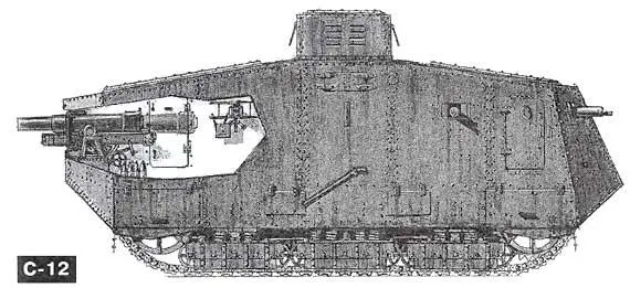 Германский тяжелый танк A7V с 77мм штурмовым орудием Круппа проект А вот - фото 30