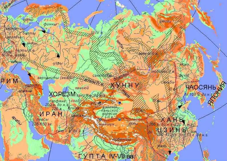 Условные обозначения Карта 2 Миграции народов Евразии во IIV вв н э - фото 3