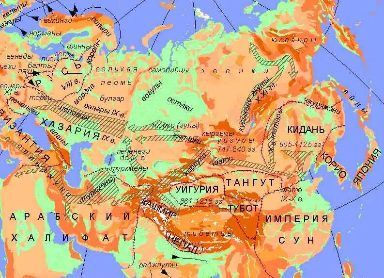 Условные обозначения Карта 3 Миграции народов Евразии в IXXI вв н э - фото 6