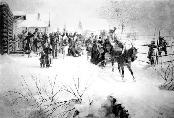 Александр II проезжает по деревне 1864 год Картина Зичи Музей Петергофа - фото 10