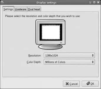 This dialog has three tabs Settings Selects the default resolution and color - фото 50