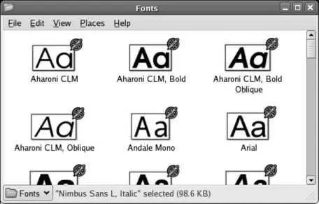 The lower and uppercase letter A of each font are displayed if the font has - фото 59