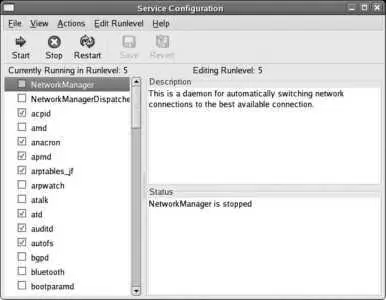 The configuration of the current runlevel is shown by default Every service - фото 97