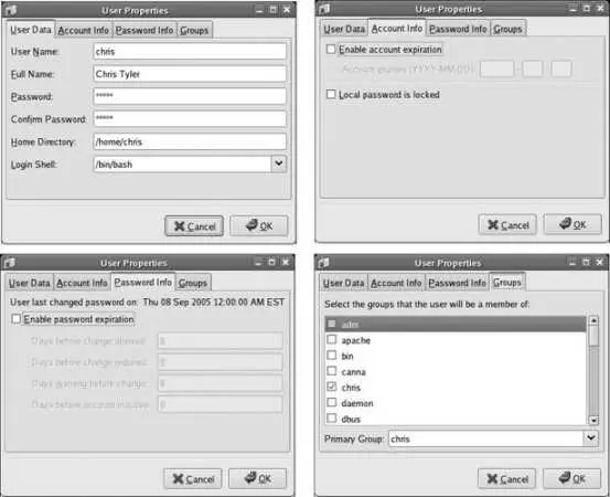 The four tabs are User Data Contains fields similar to those in the Create New - фото 101