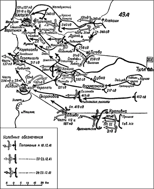 Схема 20 Боевые действия на фронте 50й армии с 18 по 25 декабря 1941 года - фото 84
