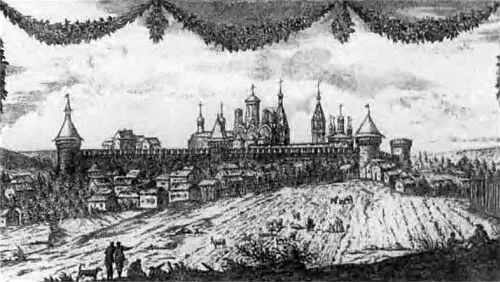 Новоспасский монастырь Старинная гравюра Русский всадник Гравюра из книги - фото 49