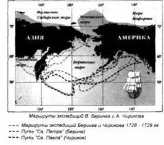Маршруты экспедиций В Беринга и А Чирикова 17281729 Карта Аляски Вид на - фото 20